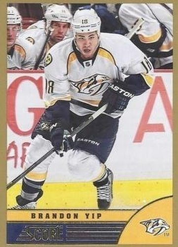 #285 Brandon Yip - Nashville Predators - 2013-14 Score - Gold Hockey