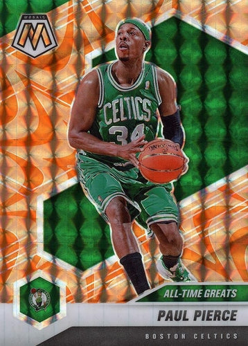 #285 Paul Pierce - Boston Celtics - 2020-21 Panini Mosaic - Mosaic Reactive Orange Basketball