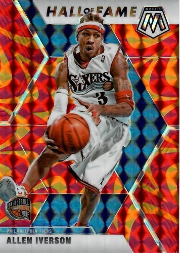 #287 Allen Iverson - Philadelphia 76ers - 2019-20 Panini Mosaic - Reactive Orange Basketball