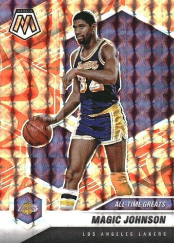 #288 Magic Johnson - Los Angeles Lakers - 2020-21 Panini Mosaic - Mosaic Reactive Orange Basketball