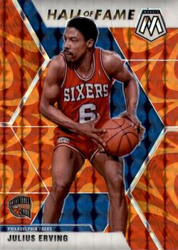 #288 Julius Erving - Philadelphia 76ers - 2019-20 Panini Mosaic - Reactive Orange Basketball