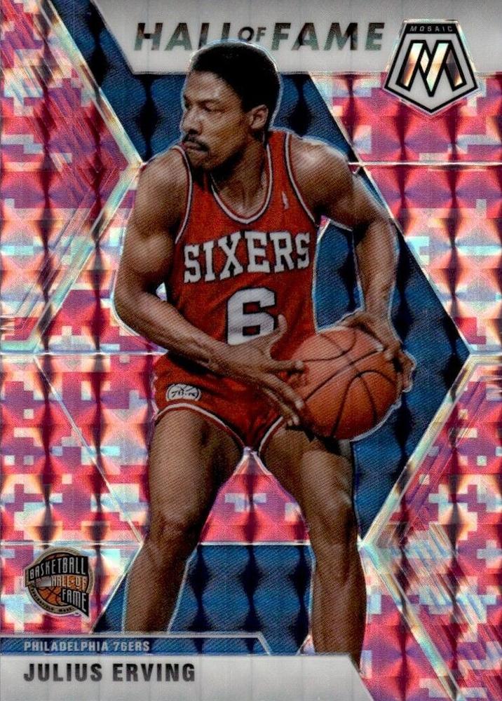 #288 Julius Erving - Philadelphia 76ers - 2019-20 Panini Mosaic - Camo Pink Basketball