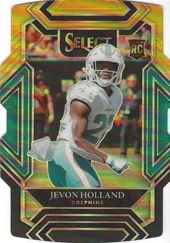 #289 Jevon Holland - Miami Dolphins - 2021 Panini Select - Black and Gold Prizm Die Cut Football