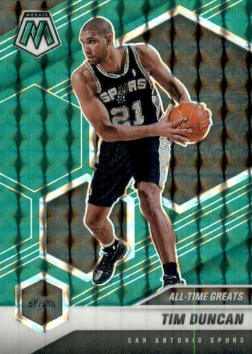 #289 Tim Duncan - San Antonio Spurs - 2020-21 Panini Mosaic - Mosaic Green Basketball