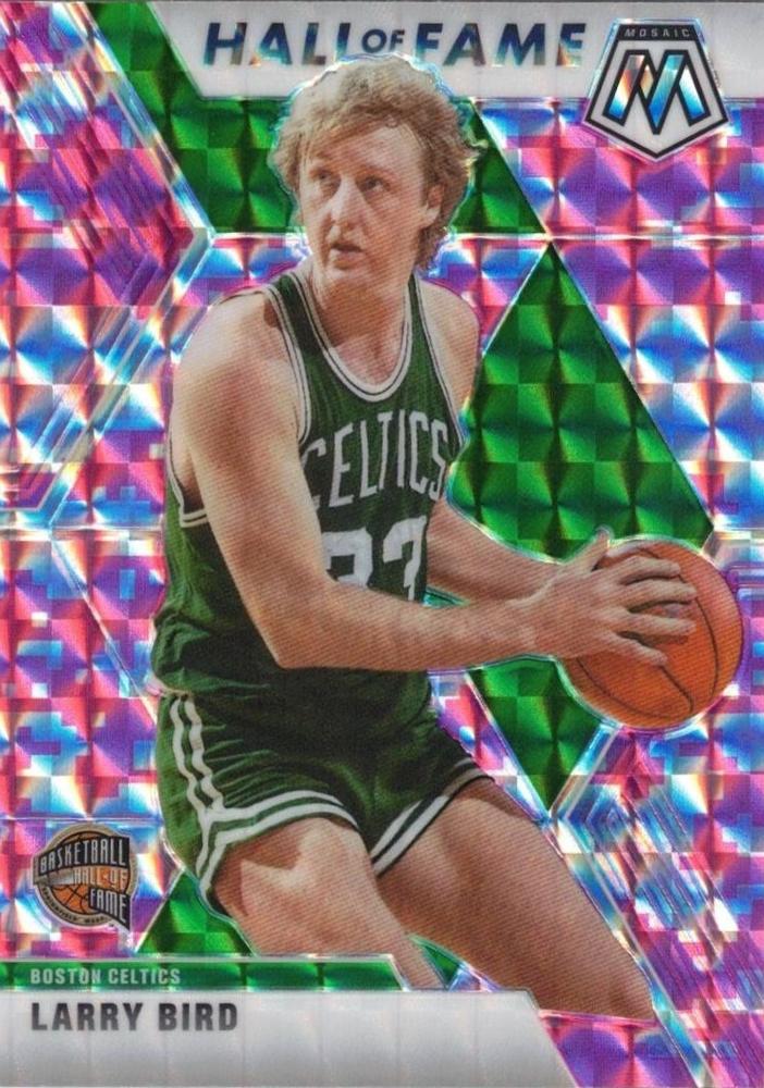 #290 Larry Bird - Boston Celtics - 2019-20 Panini Mosaic - Camo Pink Basketball