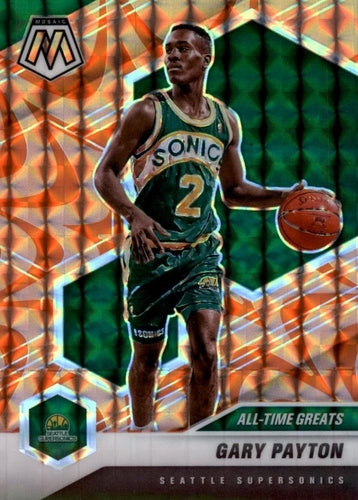 #291 Gary Payton - Seattle Supersonics - 2020-21 Panini Mosaic - Mosaic Reactive Orange Basketball