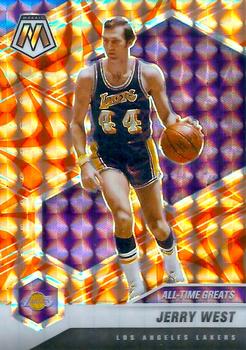 #293 Jerry West - Los Angeles Lakers - 2020-21 Panini Mosaic - Mosaic Reactive Orange Basketball