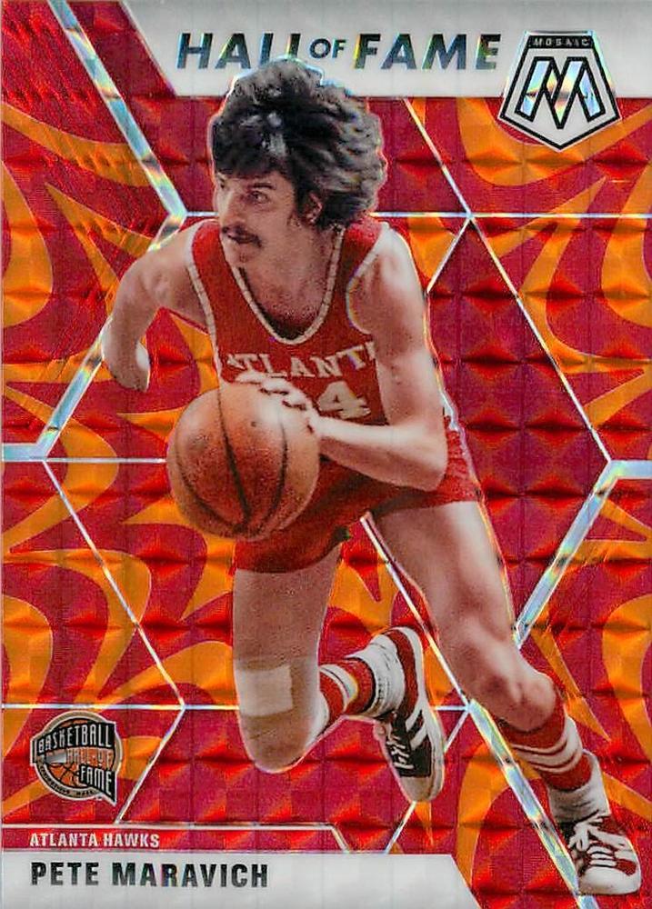 #295 Pete Maravich - Atlanta Hawks - 2019-20 Panini Mosaic - Reactive Orange Basketball