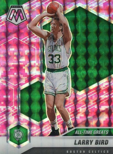 #295 Larry Bird - Boston Celtics - 2020-21 Panini Mosaic - Mosaic Camo Pink Basketball