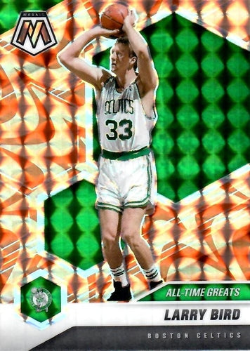 #295 Larry Bird - Boston Celtics - 2020-21 Panini Mosaic - Mosaic Reactive Orange Basketball