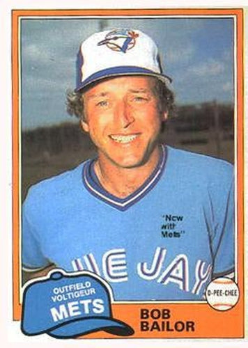 #297 Bob Bailor - New York Mets - 1981 O-Pee-Chee - Gray Back Baseball