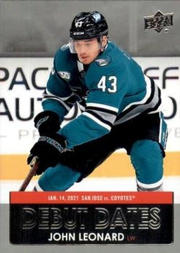 #DD-2 John Leonard - San Jose Sharks - 2021-22 Upper Deck - Debut Dates Hockey