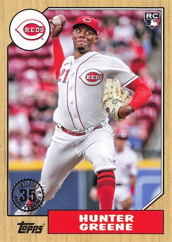 #87TBU-2 Hunter Greene - Cincinnati Reds - 2022 Topps Update - 1987 Topps Baseball 35th Anniversary Baseball