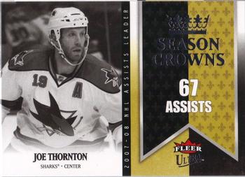 #SC2 Joe Thornton - San Jose Sharks - 2008-09 Ultra - Season Crowns Hockey
