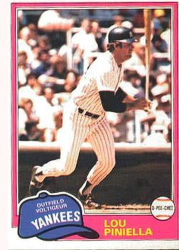 #306 Lou Piniella - New York Yankees - 1981 O-Pee-Chee - Gray Back Baseball