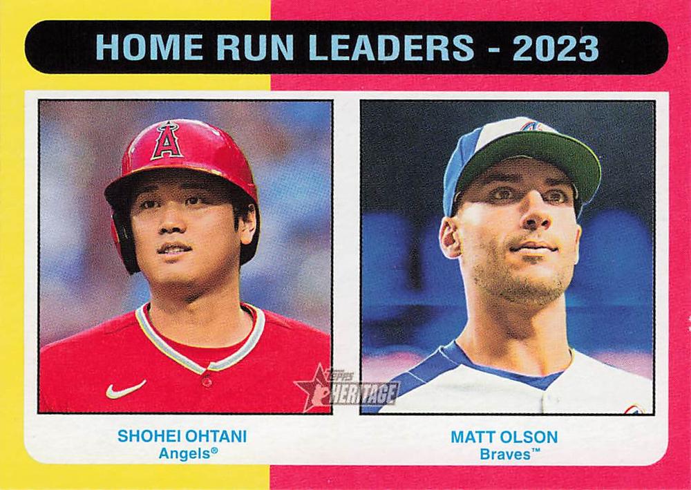 #307 Home Run Leaders - 2023 (Shohei Ohtani / Matt Olson) - Los Angeles Angels / Atlanta Braves - 2024 Topps Heritage Baseball