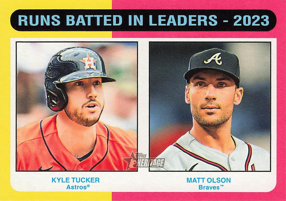 #308 Runs Batted In Leaders - 2023 (Kyle Tucker / Matt Olson) - Houston Astros / Atlanta Braves - 2024 Topps Heritage Baseball