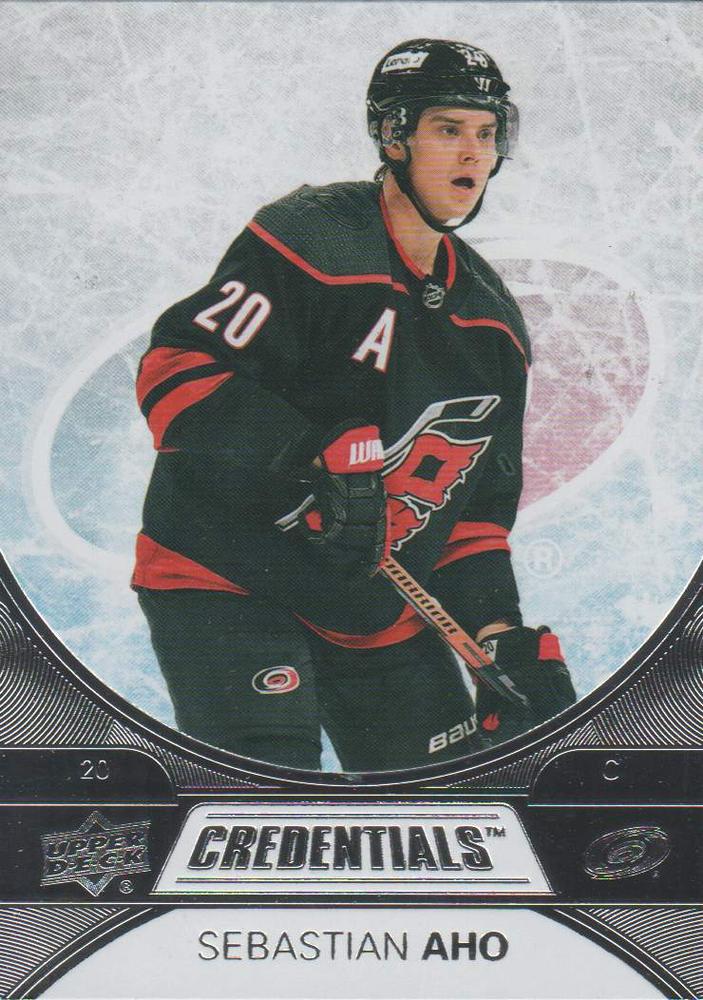 #38 Sebastian Aho - Carolina Hurricanes - 2021-22 Upper Deck Credentials Hockey