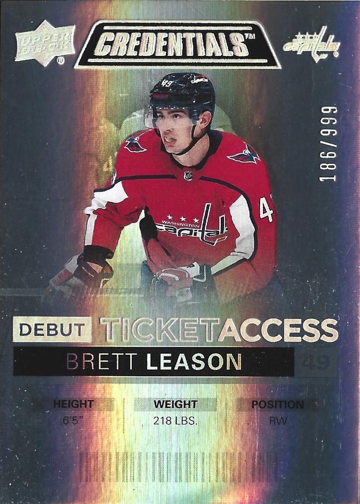 #66 Brett Leason - Washington Capitals - 2021-22 Upper Deck Credentials Hockey