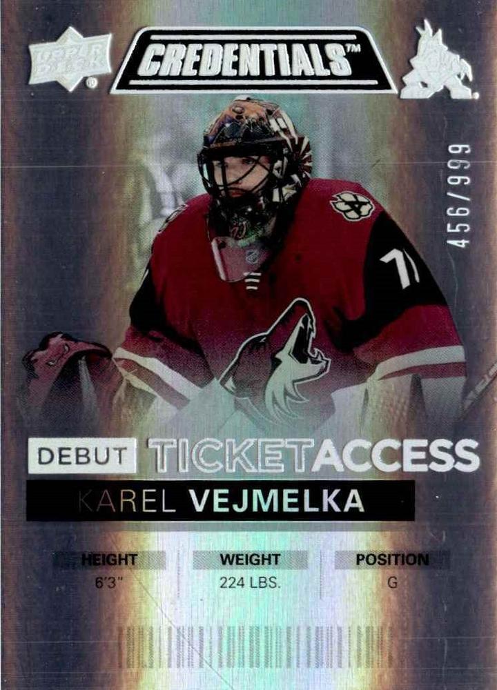 #76 Karel Vejmelka - Arizona Coyotes - 2021-22 Upper Deck Credentials Hockey