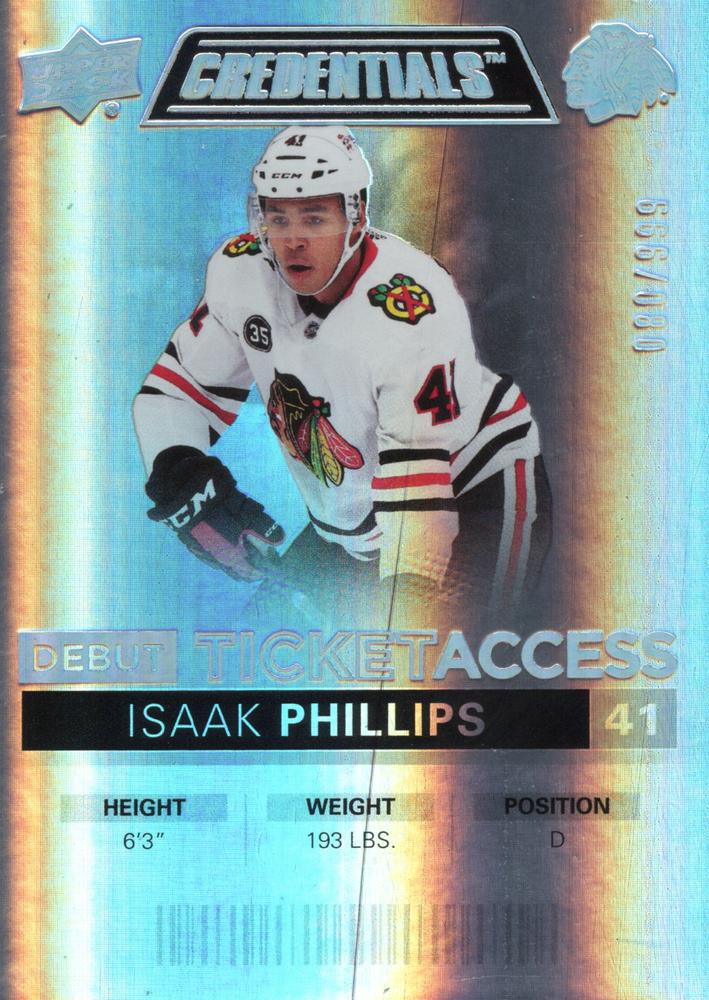 #80 Isaak Phillips - Chicago Blackhawks - 2021-22 Upper Deck Credentials Hockey
