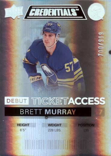 #84 Brett Murray - Buffalo Sabres - 2021-22 Upper Deck Credentials Hockey