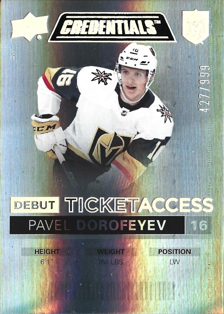 #91 Pavel Dorofeyev - Vegas Golden Knights - 2021-22 Upper Deck Credentials Hockey
