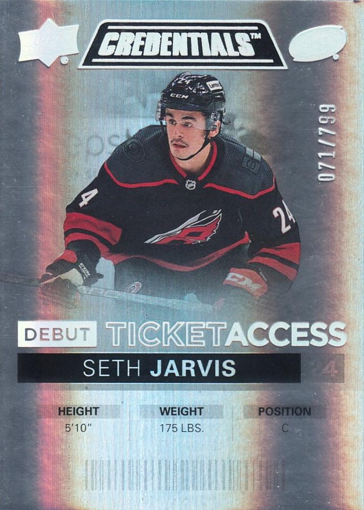 #131 Seth Jarvis - Carolina Hurricanes - 2021-22 Upper Deck Credentials Hockey