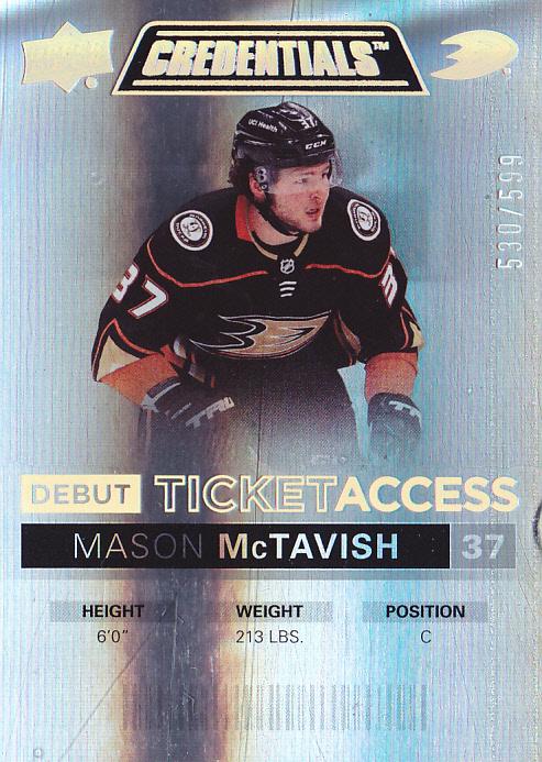 #140 Mason McTavish - Anaheim Ducks - 2021-22 Upper Deck Credentials Hockey