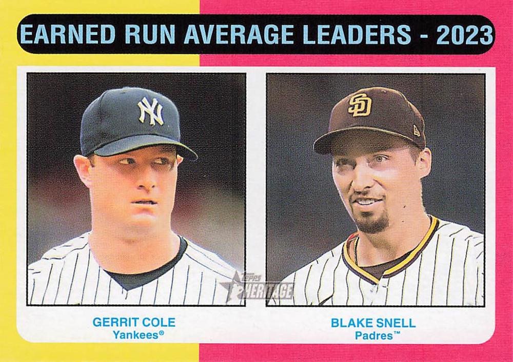 #311 Earned Run Average Leaders - 2023 (Gerrit Cole / Blake Snell) - New York Yankees / San Diego Padres - 2024 Topps Heritage Baseball