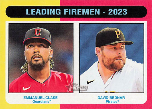 #313 Leading Firemen - 2023 (Emmanuel Clase / David Bednar) - Cleveland Guardians / Pittsburgh Pirates - 2024 Topps Heritage Baseball