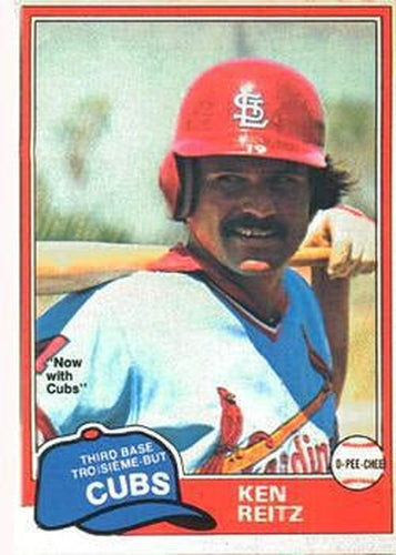 #316 Ken Reitz - Chicago Cubs - 1981 O-Pee-Chee - Gray Back Baseball