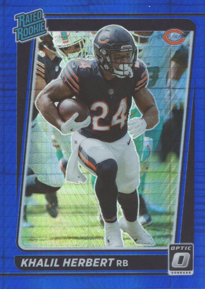 #293 Khalil Herbert - Chicago Bears - 2021 Donruss Optic - Blue Hyper Football