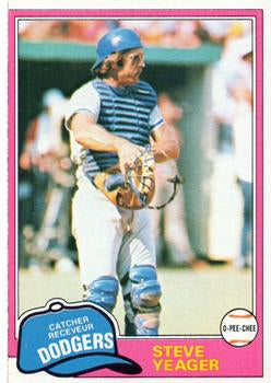#318 Steve Yeager - Los Angeles Dodgers - 1981 O-Pee-Chee - Gray Back Baseball