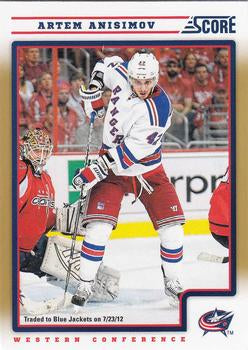 #319 Artem Anisimov - Columbus Blue Jackets - 2012-13 Score - Gold Rush Hockey