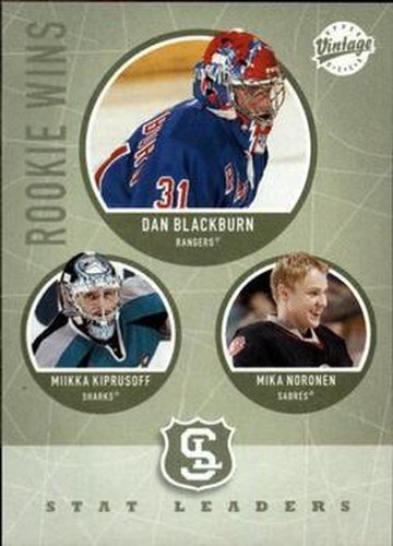 #320 Dan Blackburn / Miikka Kiprusoff / Mika Noronen - New York Rangers / San Jose Sharks / Buffalo Sabres - 2002-03 Upper Deck Vintage Hockey