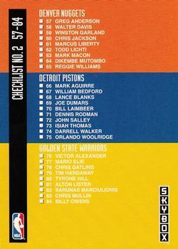 #323 Checklist 2: 57-112 CL - Denver Nuggets / Detroit Pistons / Golden State Warriors / Houston Rockets / Indiana Pacers / Los Angeles Clippers - 1992-93 SkyBox Basketball