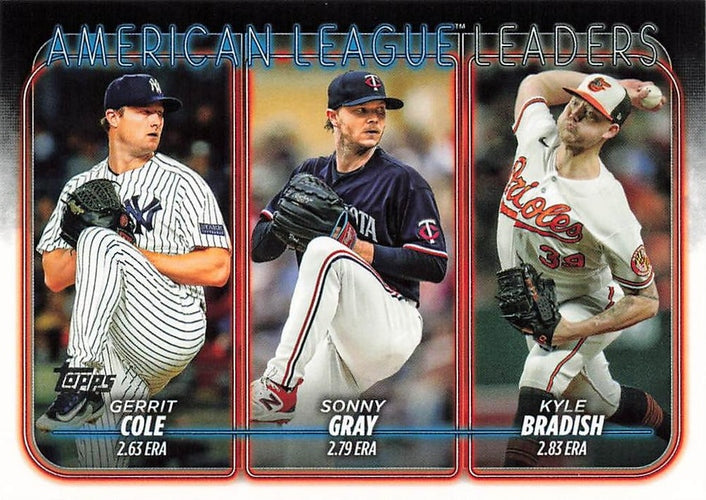 #324 American League Leaders Gerrit Cole / Sonny Gray / Kyle Bradish - New York Yankees / Minnesota Twins / Baltimore Orioles - 2024 Topps Baseball