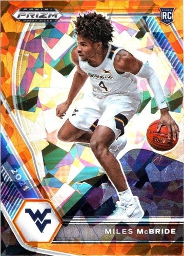 #32 Miles McBride - West Virginia Mountaineers - 2021 Panini Prizm Draft Picks - Orange Ice Basketball