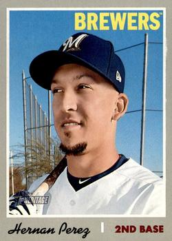 #332 Hernan Perez - Milwaukee Brewers - 2019 Topps Heritage Baseball