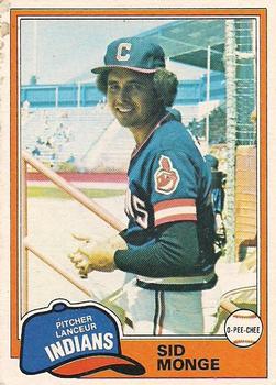 #333 Sid Monge - Cleveland Indians - 1981 O-Pee-Chee - Gray Back Baseball