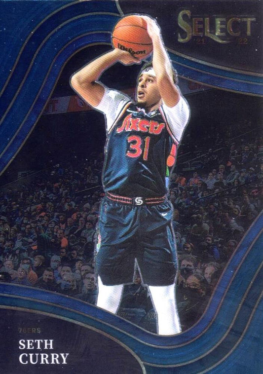 #233 Seth Curry - Philadelphia 76ers - 2021-22 Panini Select - Blue Basketball