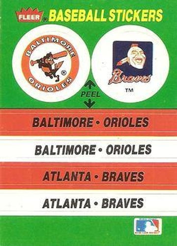 #33 Baltimore Orioles / Atlanta Braves - Baltimore Orioles / Atlanta Braves - 1988 Fleer - Team Stickers Baseball