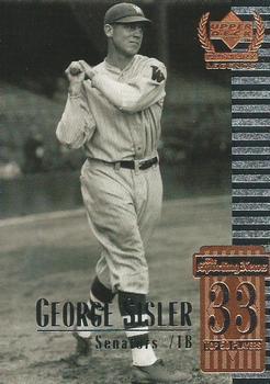 #33 George Sisler - Washington Senators - 1999 Upper Deck Century Legends Baseball