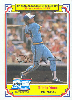 #33 Robin Yount - Milwaukee Brewers - 1984 Topps Drake's Big Hitters Baseball