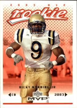 #344 Ricky Manning Jr. - Carolina Panthers - 2003 Upper Deck MVP Football