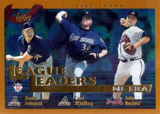 #347 Randy Johnson / Curt Schilling / John Burkett - Arizona Diamondbacks / Atlanta Braves - 2002 Topps Baseball