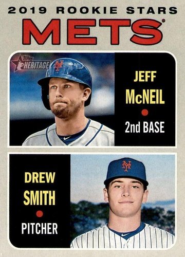 #348 Mets 2019 Rookie Stars Jeff McNeil / Drew Smith - New York Mets - 2019 Topps Heritage Baseball