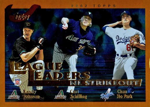 #348 Randy Johnson / Curt Schilling / Chan Ho Park - Arizona Diamondbacks / Los Angeles Dodgers - 2002 Topps Baseball