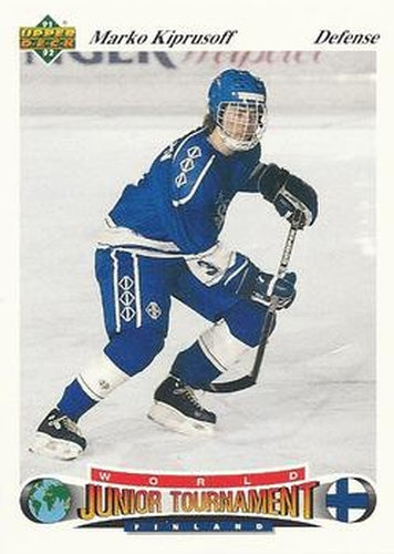 #34 Marko Kiprusoff - Finland - 1991-92 Upper Deck Czech World Juniors Hockey
